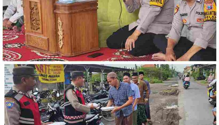 Polsek Tulangan Bagikan Takjil Gratis Diiringi Dengan Kultum Oleh Kapolsek