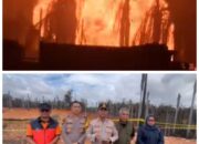 Polisi Olah TKP Kebakaran Pipa Gas di Inhil, Enam Warga Luka Berat dan Sejumlah Kendaraan Rusak