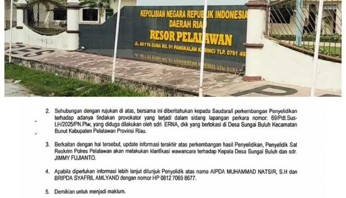 SP2HP Kedua Terbit, Polisi Akan Klarifikasi Kepala Desa Sungai Buluh dan Yimmi Fujanto