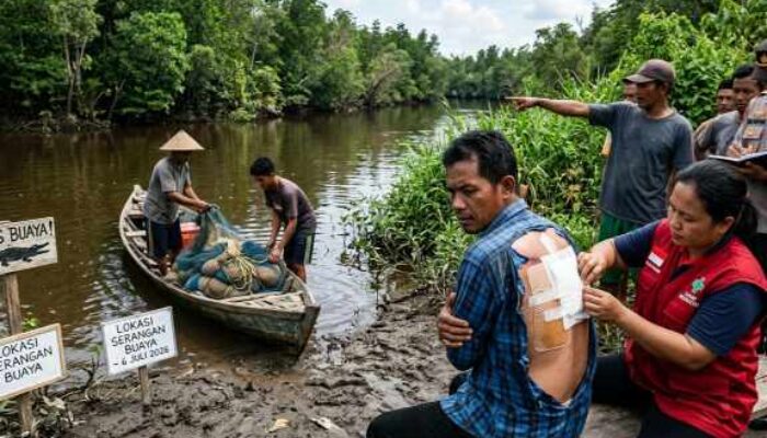 Lolos dari Maut, Nelayan di Rohil Bertaruh Nyawa Duel dengan Buaya saat Pasang Pukat