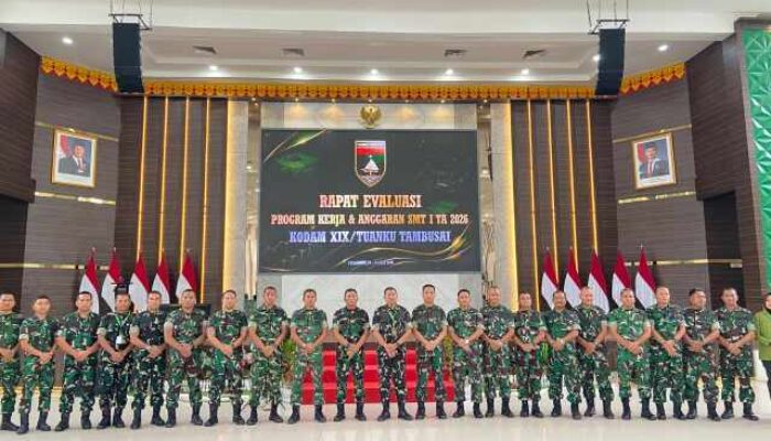 Kodam XIX/Tuanku Tambusai Gelar Rapat Evaluasi Progjagar Semester I TA 2026, Tingkatkan Kinerja dan Akuntabilitas Program Kerja