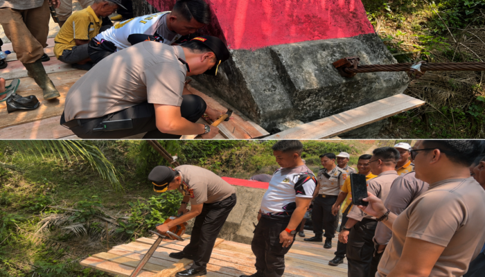 Kapolres Kaur Turun Langsung Cek Jembatan Merah Putih Presisi, Pastikan Progres Pembangunan Berjalan Sesuai Rencana