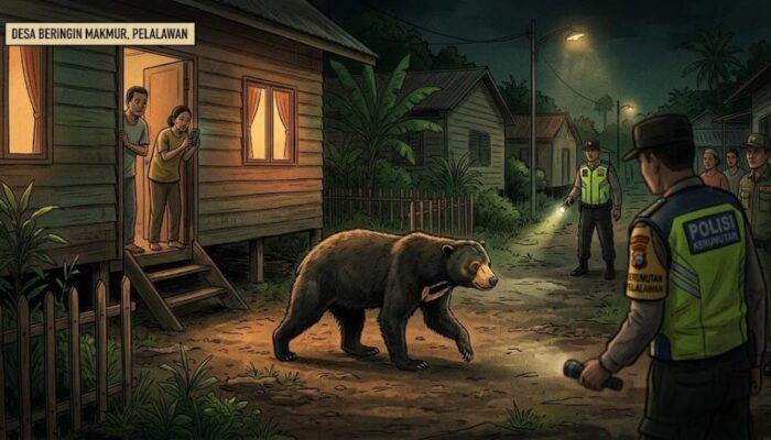 Beruang Berkeliaran di Pelalawan, Polsek Kerumutan Minta Warga Waspada