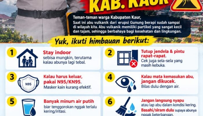 Abu Vulkanik Mulai Sampai di Kabupaten Kaur, Polres Kaur Imbau Masyarakat Tingkatkan Kewaspadaan