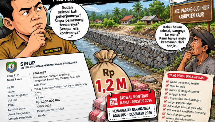 Rp1,2 Miliar untuk Bronjong Padang Guci Hilir: Jadwal Kontrak Berakhir Agustus, Proyek Masih Dipertanyakan