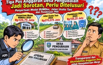 Tiga Pos Anggaran Desa Pengubaian Jadi Sorotan, Penyertaan Modal BUMDes hingga Pembangunan Jalan Usaha Tani Perlu Ditelusuri